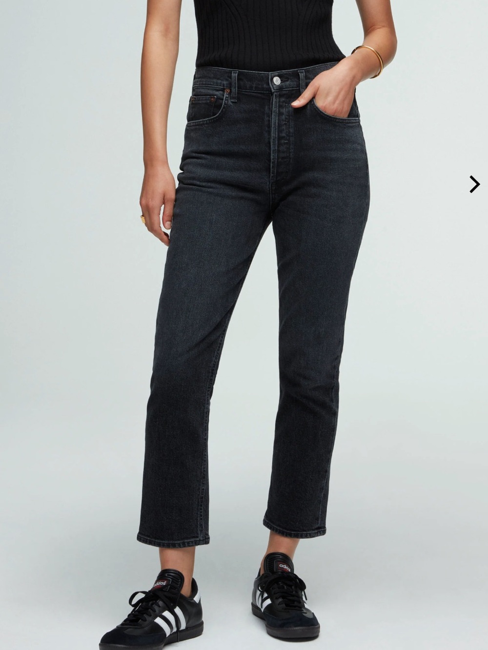 AGOLDE High-Rise Straight Leg Women's Jeans in Washed Black
